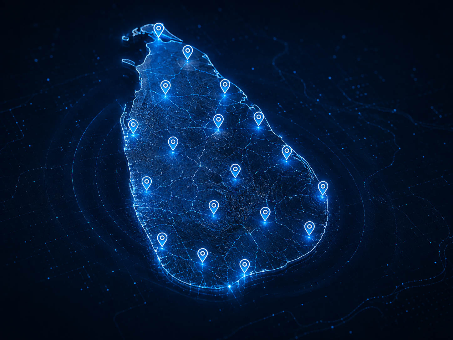 Map of Sri Lanka showing Waterproofing Labs service locations